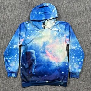 Into The AM Galaxy Space Mens Sweatshirt M Astronaut Tie Dye Blue Stay Inspired